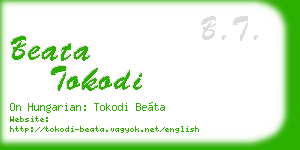 beata tokodi business card
